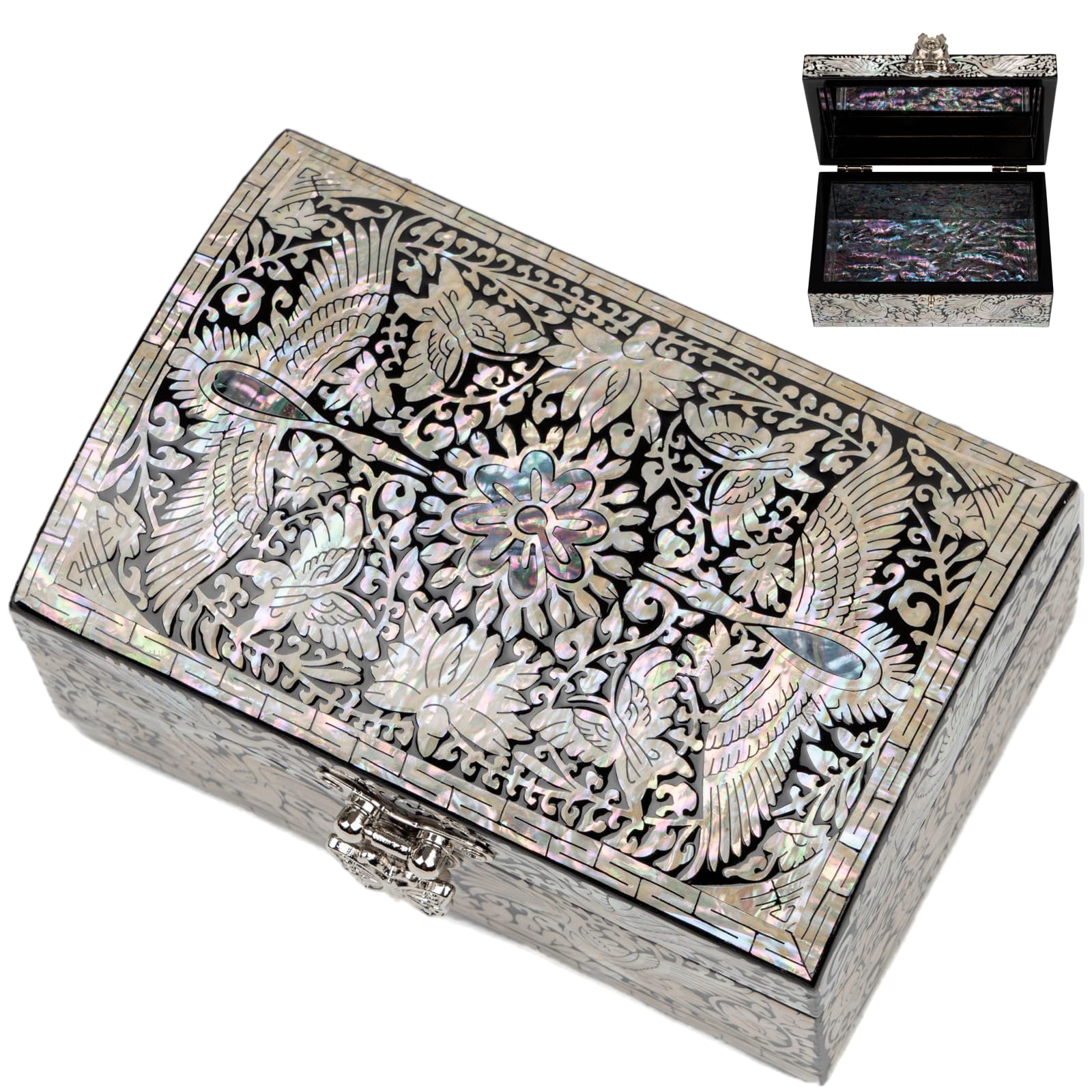 February Mountain Mother of Pearl Box - Abalone Shell Handmade Trinket Box Gifts for women who have everything