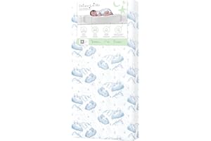 Dream On me 5" Cozy Cloud 2-in-1 Crib and Toddler Mattress, Dual-Sided - Infants & Toddlers, Breathable & Waterproof, 75% Recycled Fiber, GREENGUARD Gold & Baby Safety Alliance Certified – Blue Cloud