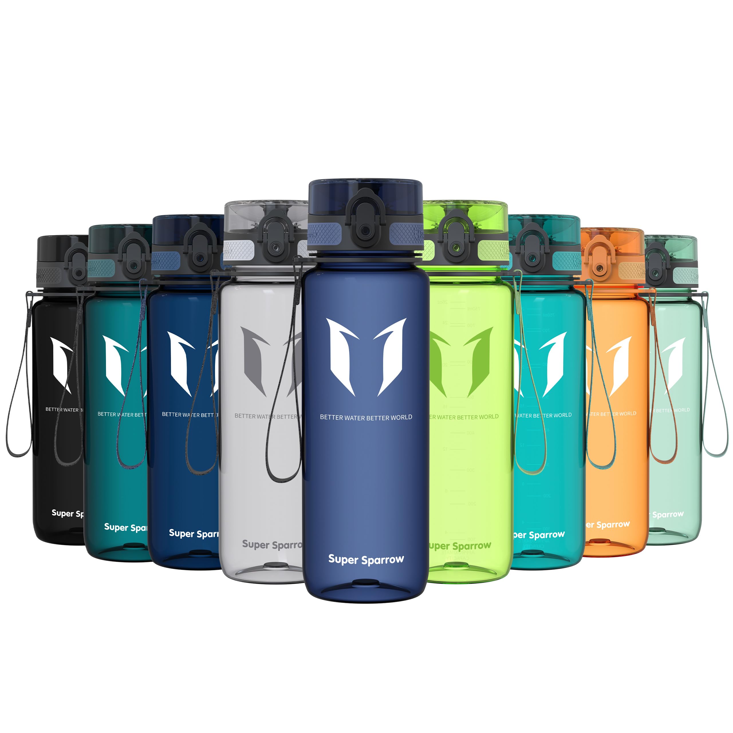 Super Sparrow Sports Water Bottle - 750ml - Non-Toxic BPA Free & Eco-Friendly Tritan Co-Polyester Plastic - For Running, Gym, Yoga, Outdoors and Camping