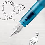 Parker Vector XL Fountain Pen Metallic Teal Lacquer Brass Medium Nib view 4