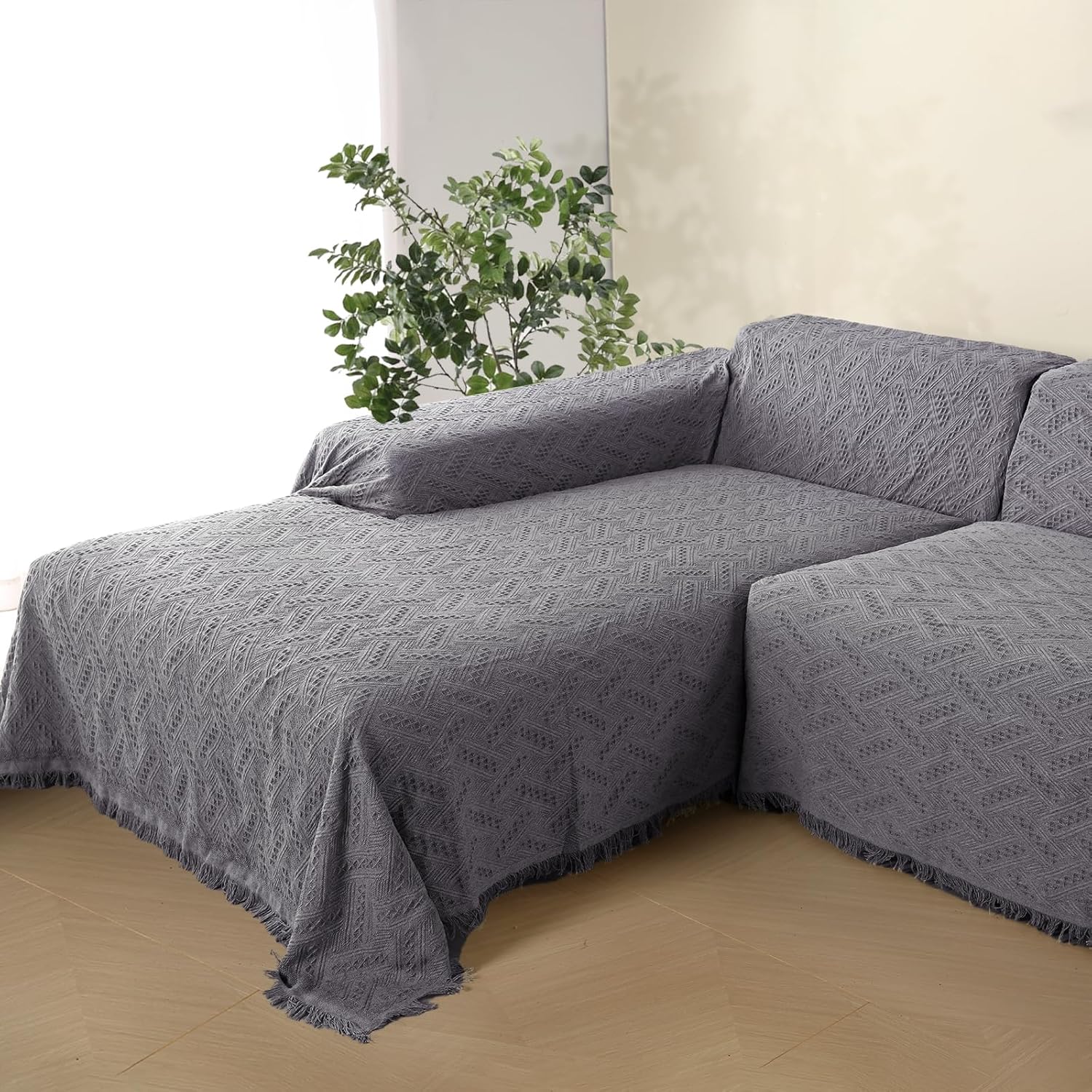 Slipcovers - Rose Home Fashion Sectional Couch Covers for Sectional Sofa L Shape Couch Cover 2 Pcs Couch Cover Blanket for Sectional Sofa L Shape Sofa Covers for Sectional Sofa Set (X-Large, Dark Gray)