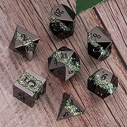Black Glitter Metal Dice Set,Polyhedral Stripe DND