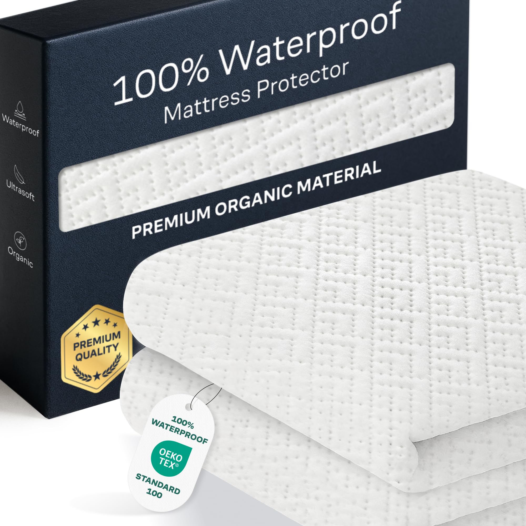 Photo 1 of 100% Waterproof Queen Mattress Protector - 360 Pad Protection Against Spills, Stains & Accidents for Parents & Pet Owners - Noiseless & Cooling Viscose Made from Bamboo (White)