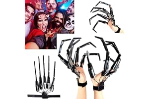 HEYSERI Halloween Articulated Fingers, Articulated Finger Extensions 3D Cosplay Articulated Fingers Scary Skeleton Hands, Halloween Party Decoration Accessory Fits Most Finger Sizes Flexible Realistic(A Pair)