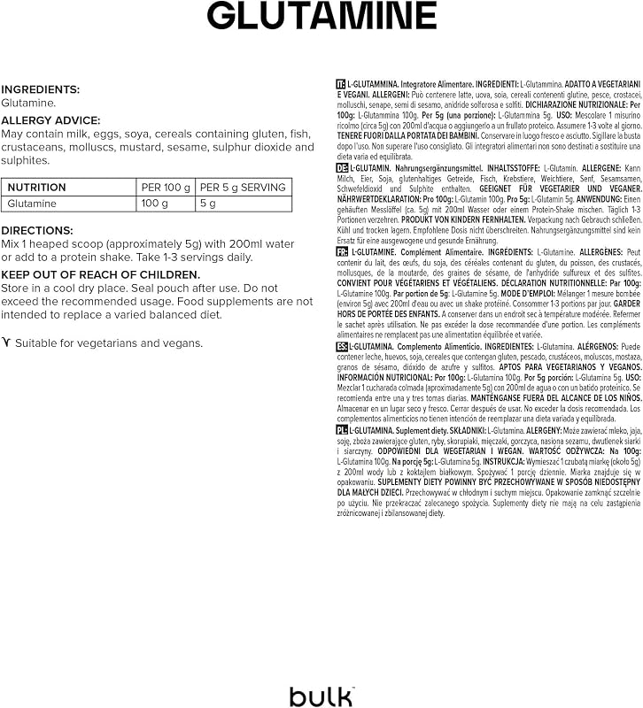 L-Glutamin Pulver, Geschmacksneutral, 500 g