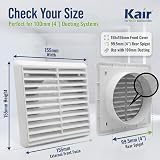 Kair White 100mm Louvred Wall Vent Grille with Flyscreen 99.5mm Rear Spigot view 2
