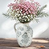 Enra Vintage vase with Handle,Blue and White Ceramic Decorative Flower vase, Chinoiserie Floral Vase,Large Rustic Vases for Home Decors, Living Room, Bookshelf, Office,9.7 inch