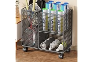 Portable Racket Storage Cart with Wheels for Tennis and Badminton Equipment, Holds Multiple Rackets, Ideal for School, Playgr