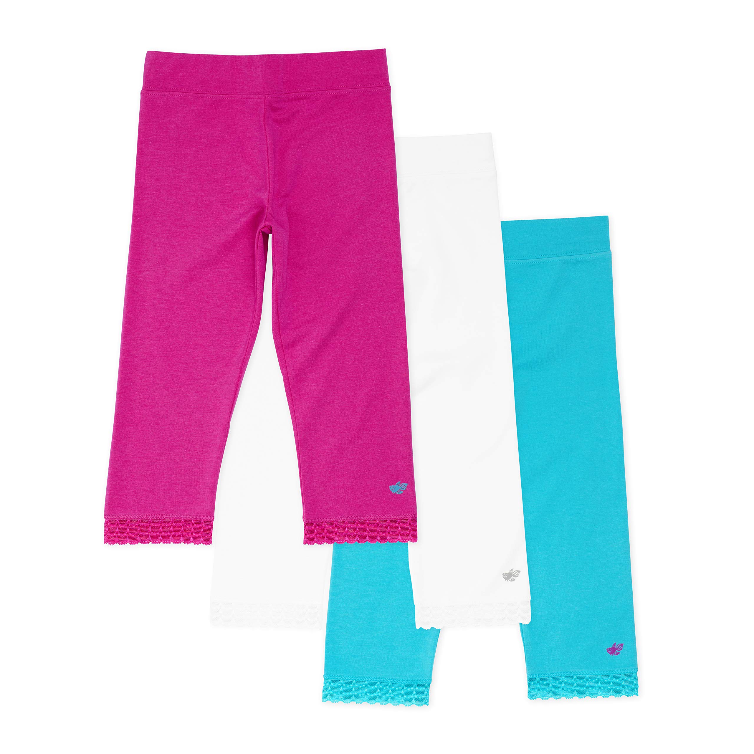 Lucky &amp; Me | Jada Girls Capri Leggings | Tagless | Capri Length, Lace Trim, Wide Waistband | 3-Pack