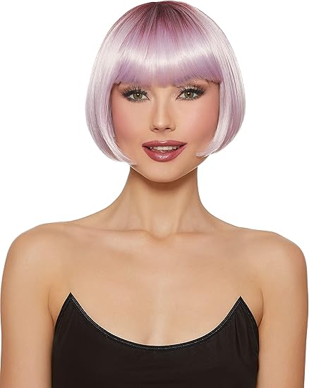 Dreamgirl Women S Dip Dye Pale Lilac Burgundy Short Bob Wig One