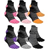 Fourluoo 6 Pairs Women Men Ankle Toe Socks Cotton Warm Crew Toe Separator Socks for Athletic Running