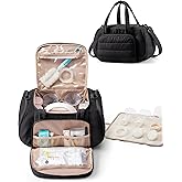 Marscamd Quilted Breast Pump Bag Compatible with Spectra S1 and S2, Pumping Bag with Cooler Compartment and a Drying Mat, Black