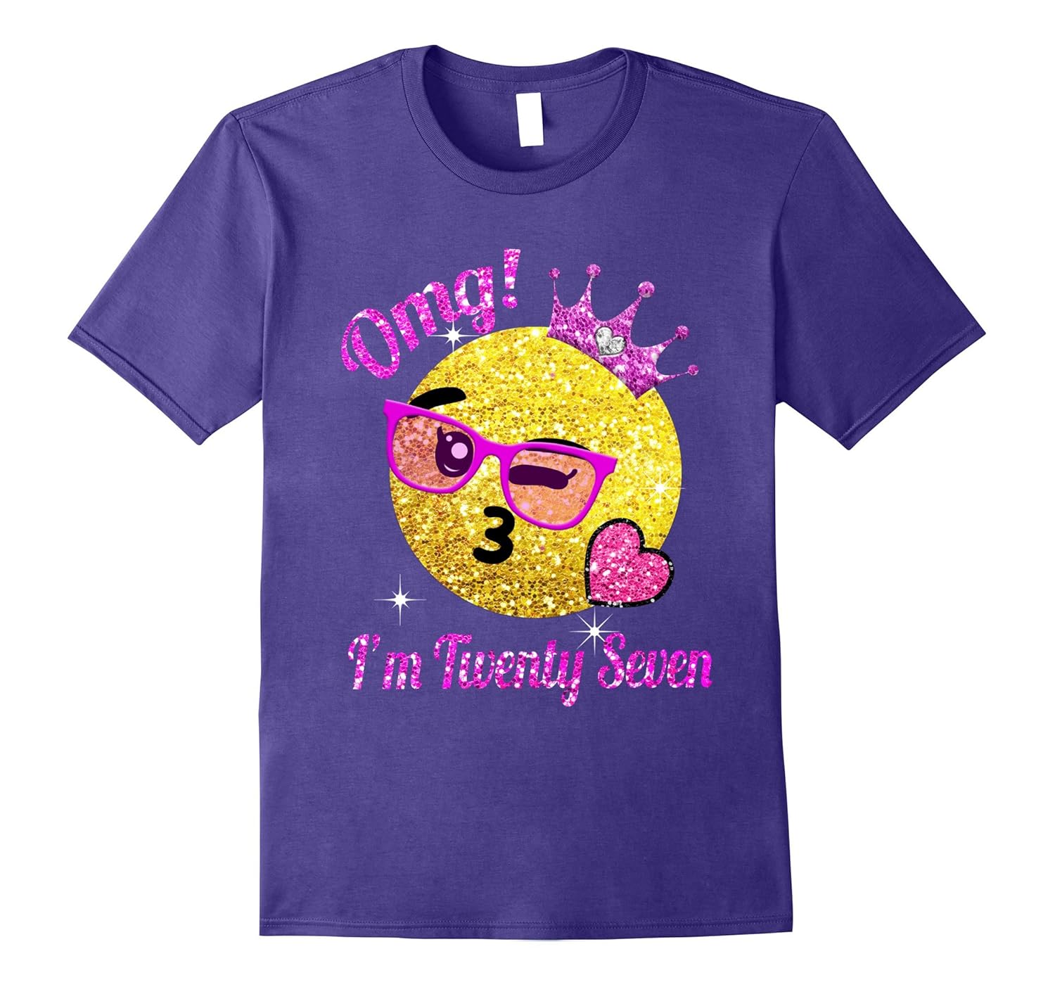 Omg, I'm 27 birthday emoji crown shirt-Rose