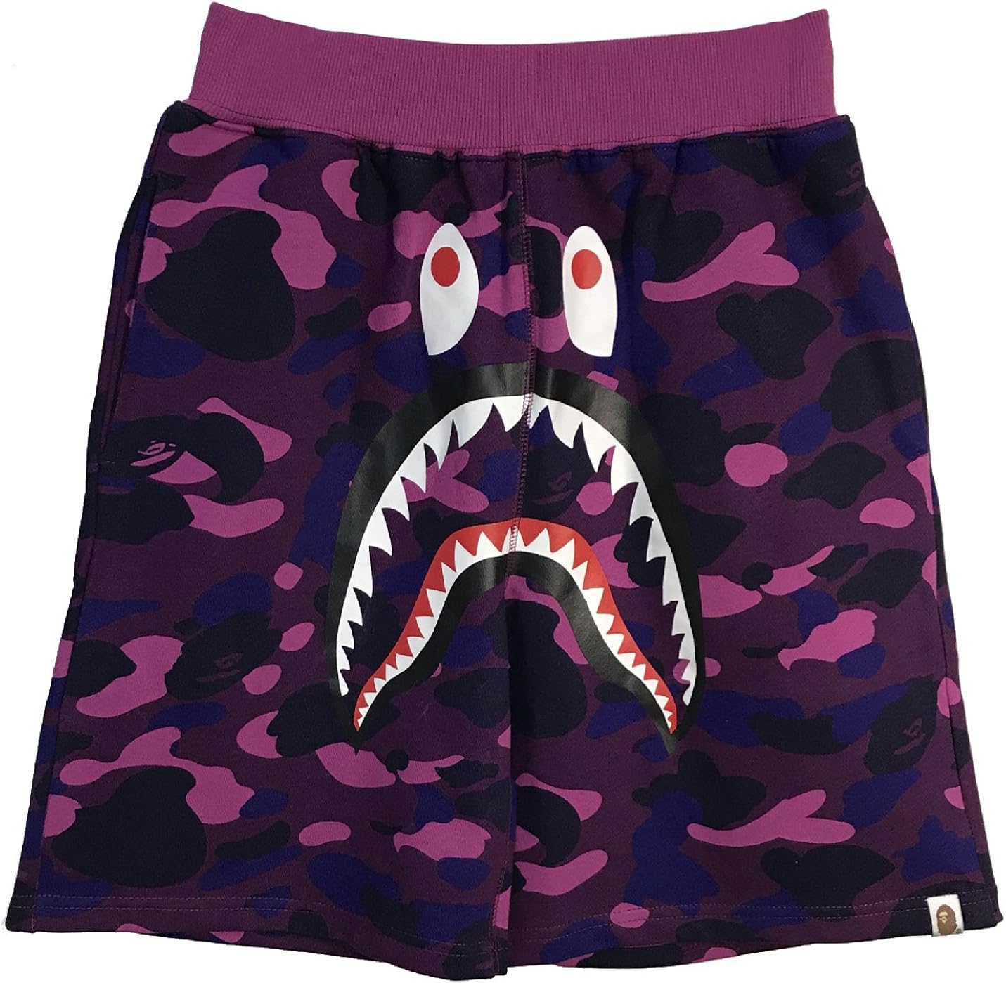 Athletic Pants Shark Pattern Camouflage Stitching Shorts Men Drawstring Black Sports Shorts