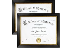 Yaetm Black 8.5x11 Diploma Frame with Tempered Glass, Certificate Document Frame 8.5 x 11, Tabletop & Wall Display (2 Pack, Black)