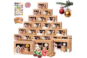 24 PCS Christmas Cookie Gift Boxes for Gift Giving, Xmas Holiday Treat Boxes Containers for Party Favor, Cupcake, Brownies, D