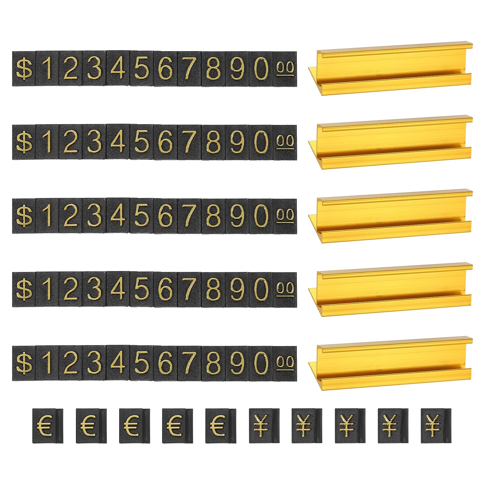 PATIKIL Price Cube Display Price Blocks Adjustable Removable Number Price Stand Gold Tone Counter Price Display for Retail Gold Tone on Black, Thousand Digit, 5 Set