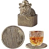 Cabin Coasters Set 6 Full Size Non-Slip Bar Coasters, Indoor Christmas Decorations, Man Cave Gifts for Men, Rustic Handmade Decor for The Home (Bear)