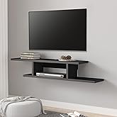 FITUEYES Floating TV Stand Shelf for TVs up to 55" Flat Screen, 2 Tiers Wall Mounted Media Console Component Shelf for Living