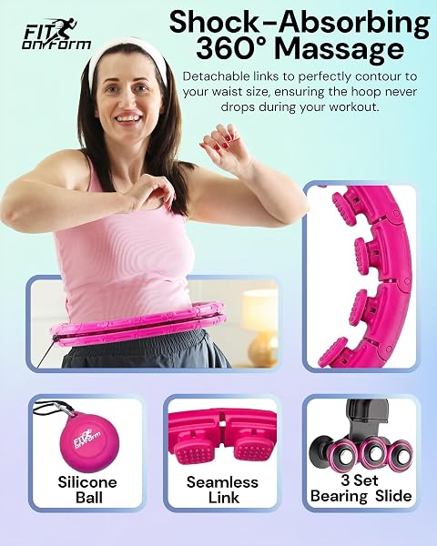 FIT ON FORM INFINITY WEIGHTED HULA HOOP FOR ADULTS WEIGHT LOSS – SMART EXERCISE EQUIPMENT FOR HOME, ADJUSTABLE PILATES CIRCLE WITH 28 KNOTS (55IN) – FITNESS RINGS FOR WOMEN, WAIST TRAINER, ABS WORKOUT