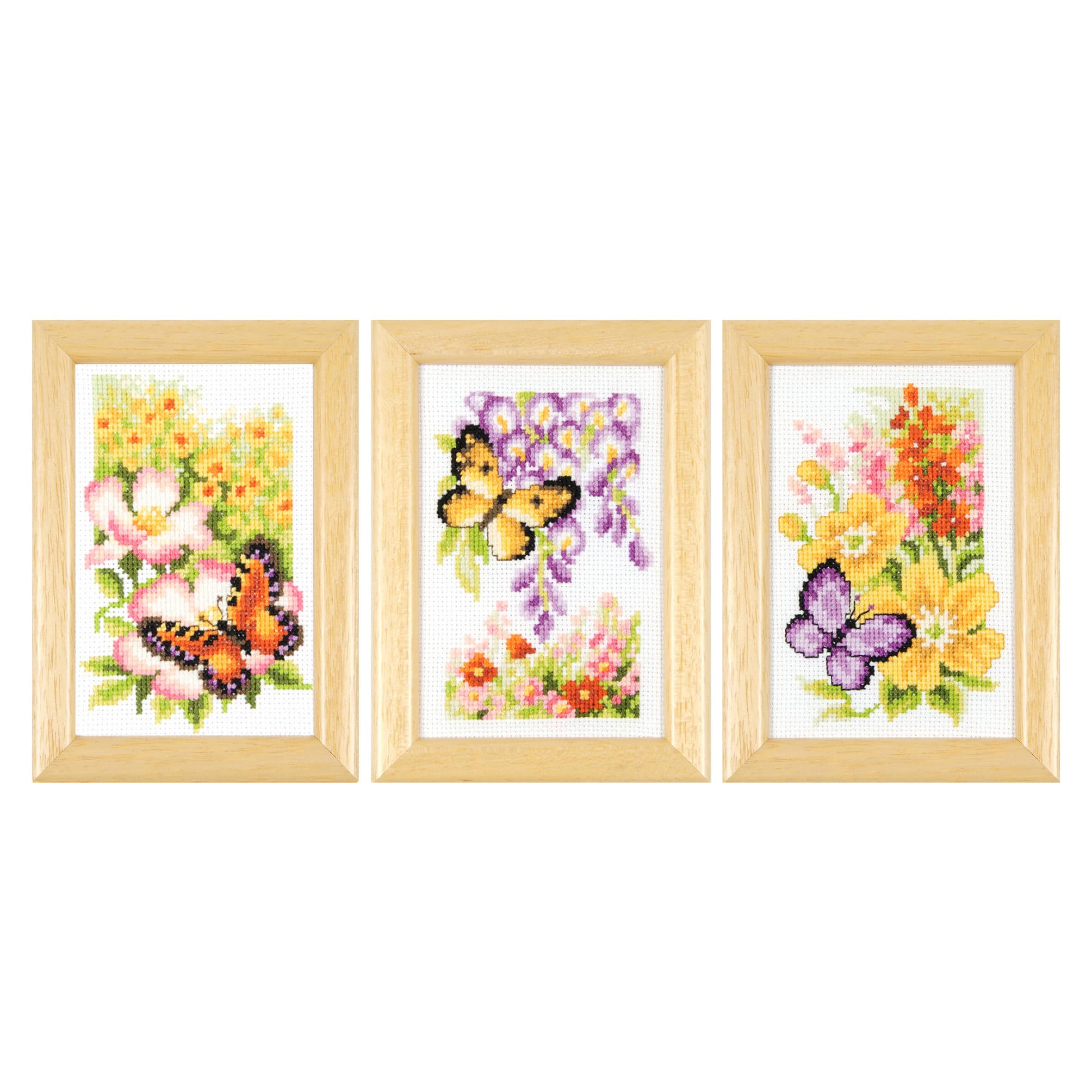 Vervaco Counted Cross Stitch: Butterflies and Flowers (Set of 3), NA, 8 x 12cm