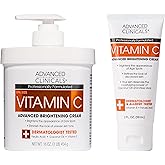 Advanced Clinicals Vitamin C Cream Visibly Brightening Body Lotion | Vitamin C Moisturizer Skin Care Body Cream For Women & Men Visibly Improves Look Of Dark Spots & Uneven Skin Tone, W/Travel Size