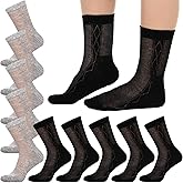 Bunnycool 10 Pairs Mens Ultra Thin Cotton Dress Socks Breathable Summer Crew Business Socks Soft and Lightweight for Men