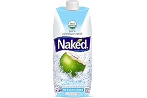 Naked Juice 100% Organic Pure Coconut Water, USDA Organic Certified, NON GMO Project Verified, 16.9 Ounce(Pack of 12)