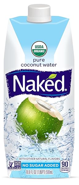 NAKED JUICE 100% ORGANIC PURE COCONUT WATER, USDA ORGANIC CERTIFIED, NON GMO PROJECT VERIFIED, 16.9 OUNCE(PACK OF 12)