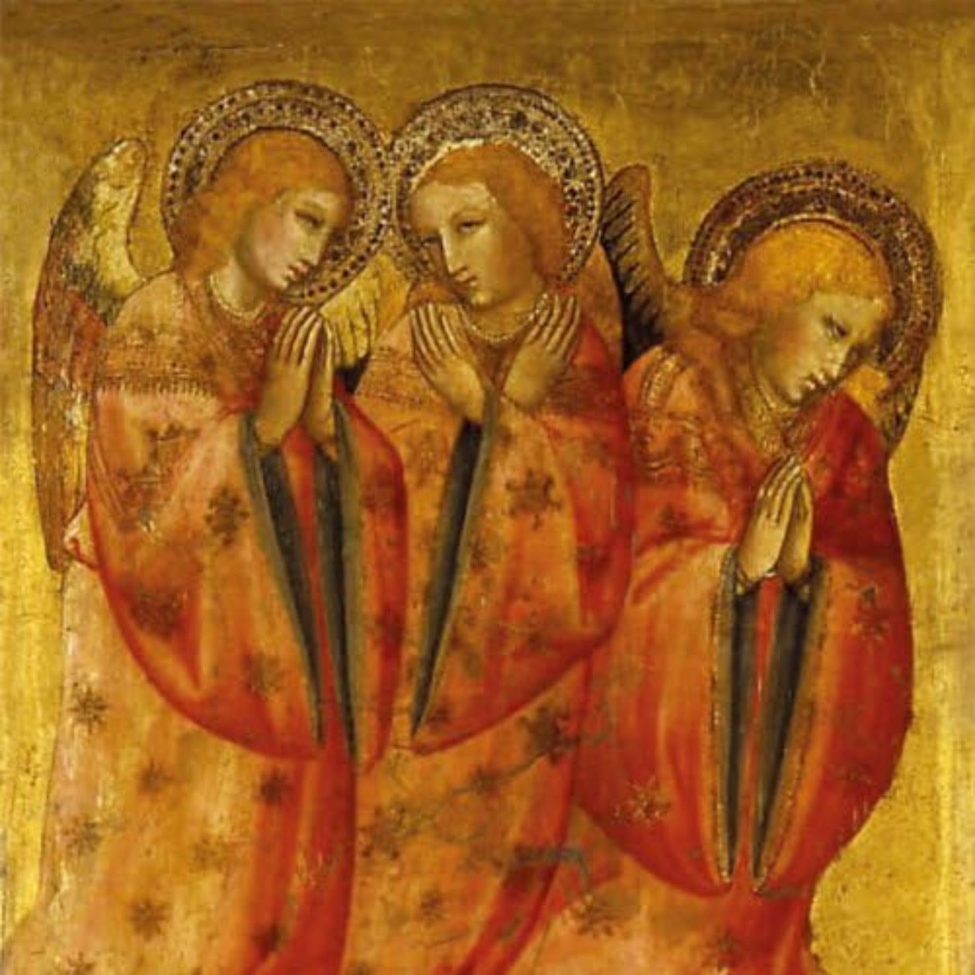 Museums & Galleries Christmas Cards (240800-XPE) - Angel with Saints Olivuccio (Pack of 8)