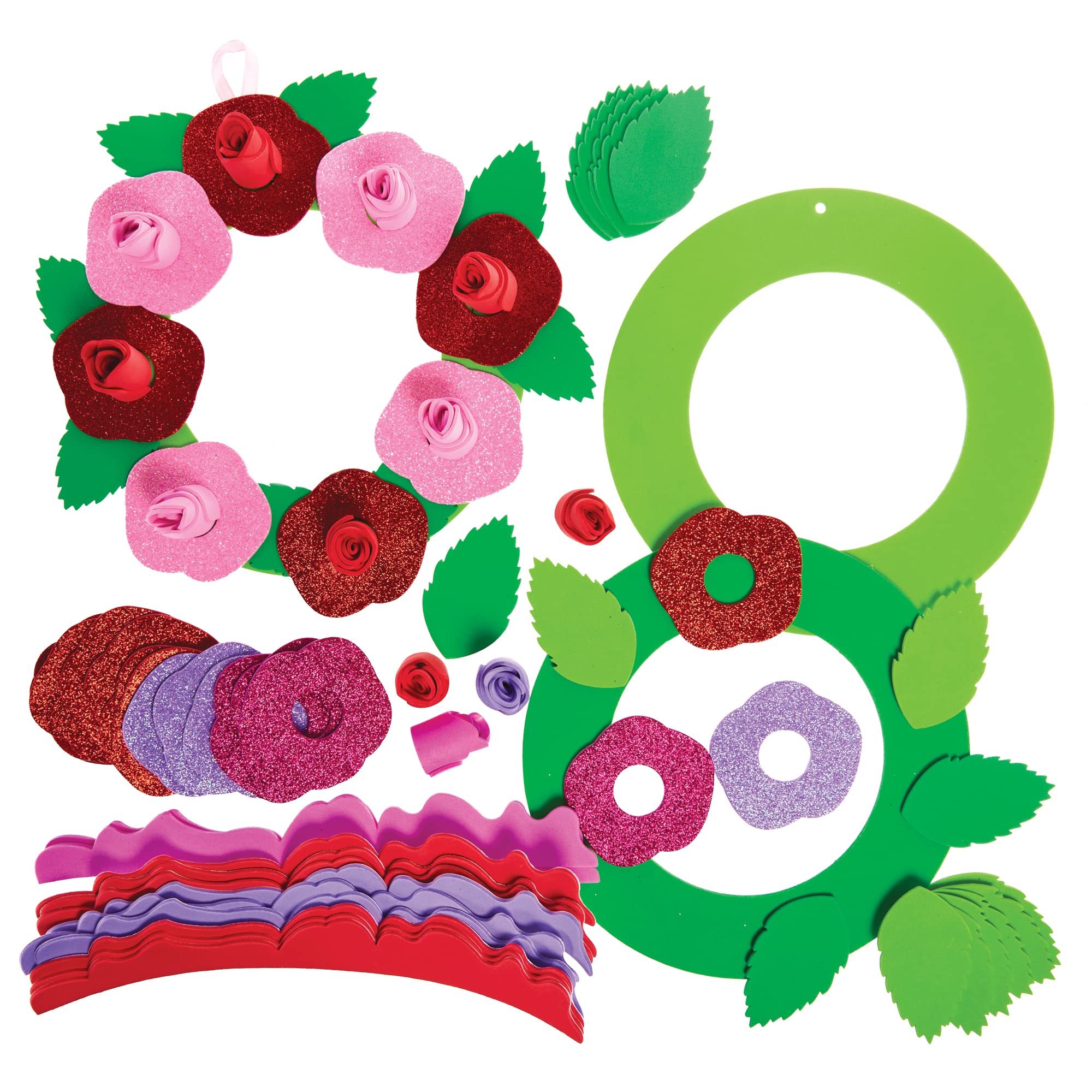 Baker Ross FX461 Rose Wreath Kits - Pack of 3, Mother's Day Craft Kit for Kids