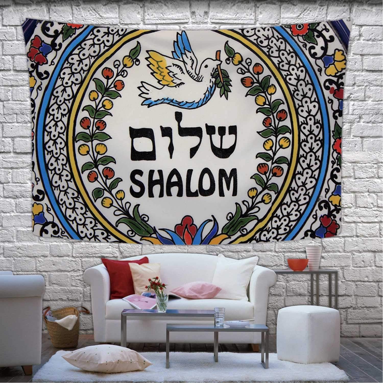 Hitecera Shalom Peace Tapestry,165553 Wall Hanging for Room,90.5''W x 59.1''H