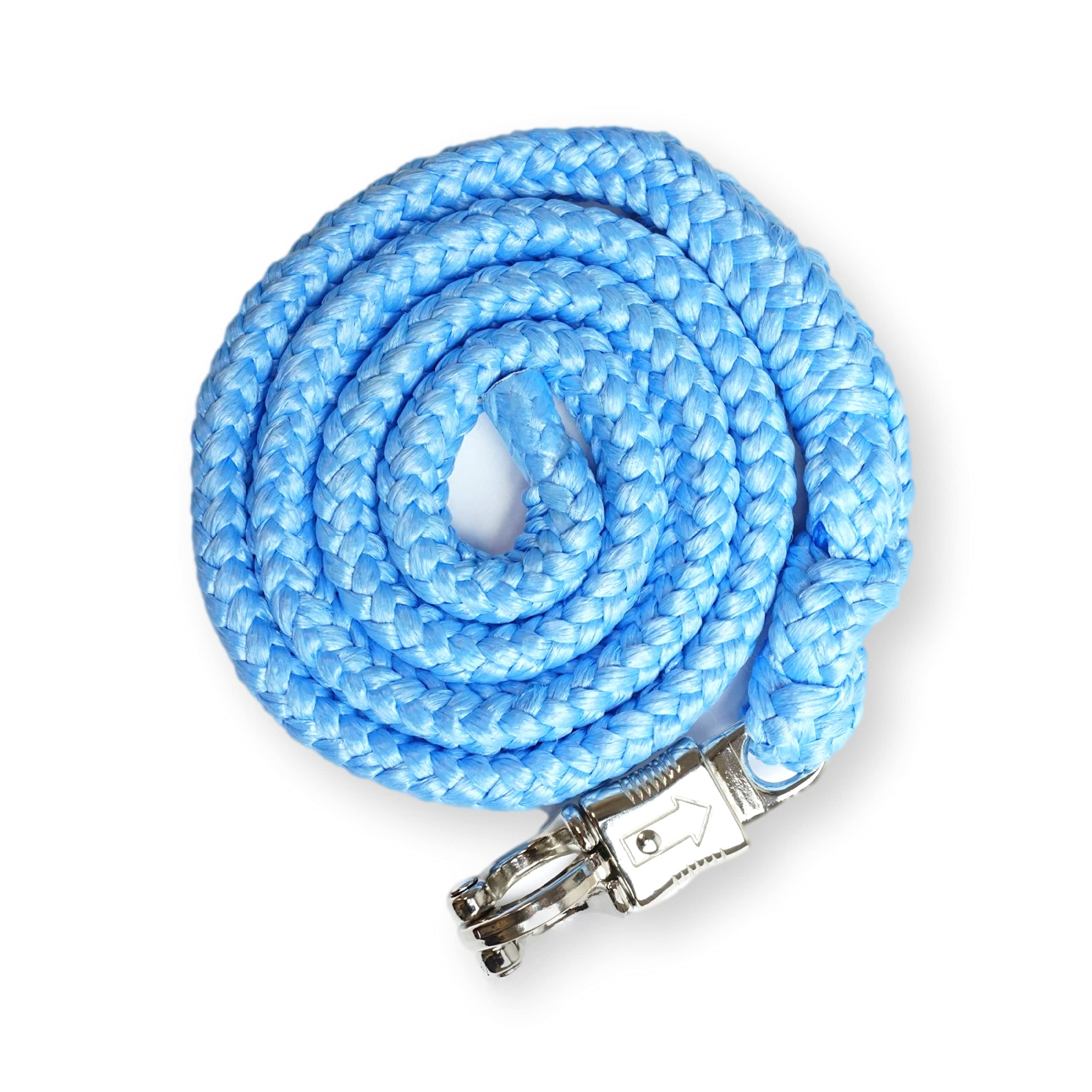 Lead Rope with Panic Hook | for Horses, Ponies, Shetty, Donkey | Tie Rope in Many Stylish Designs | Length 1.60 m (Light Blue)