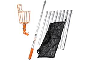 EZ SMART 21ft Reaching Fruit Picker with Lightweight Rigid Pole – Patented Compact Foldable Design with Twist on Head – 2 in 1 Combo Pack – MESH Carrying Bag Included