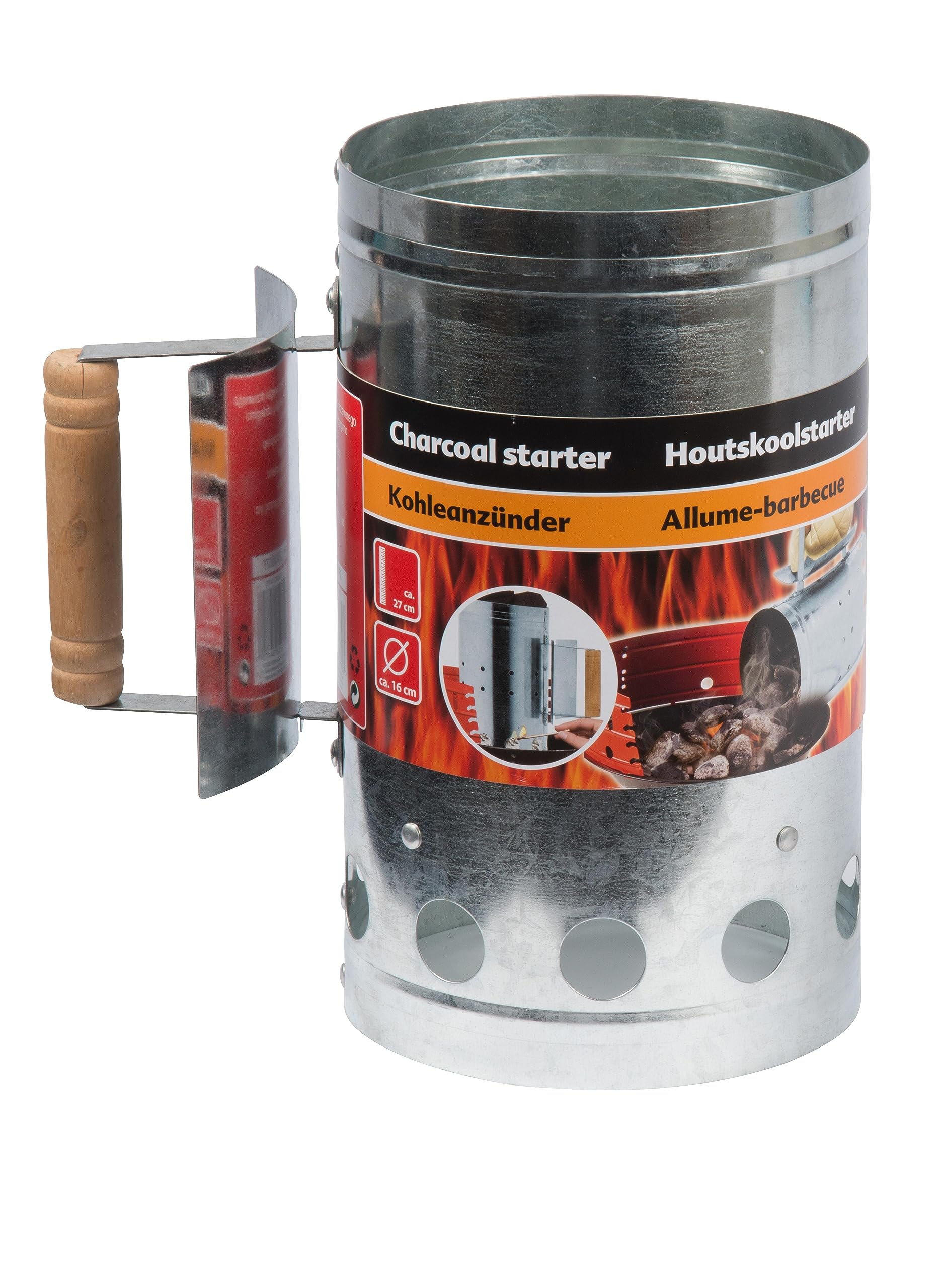 BBQ Collection - Barbecue Charcoal Starter - 27x16cm - Wood Handle