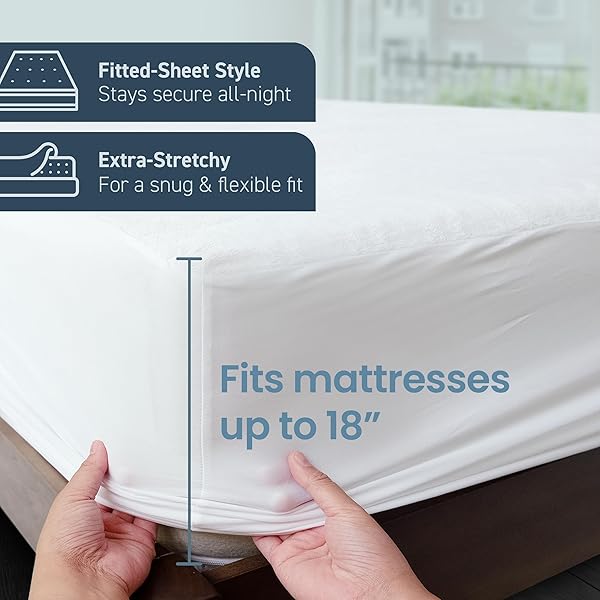 SAFEREST WATERPROOF CALIFORNIA KING SIZE MATTRESS PROTECTOR – FITTED WITH STRETCHABLE POCKETS – MACHINE WASHABLE COTTON BLEND MATTRESS COVER FOR BED