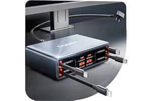 105W 8 in 1 Retractable Charging Station Fast USB Charging Station for Multiple Devices 8-Port USB C Retractable Charger Bloc