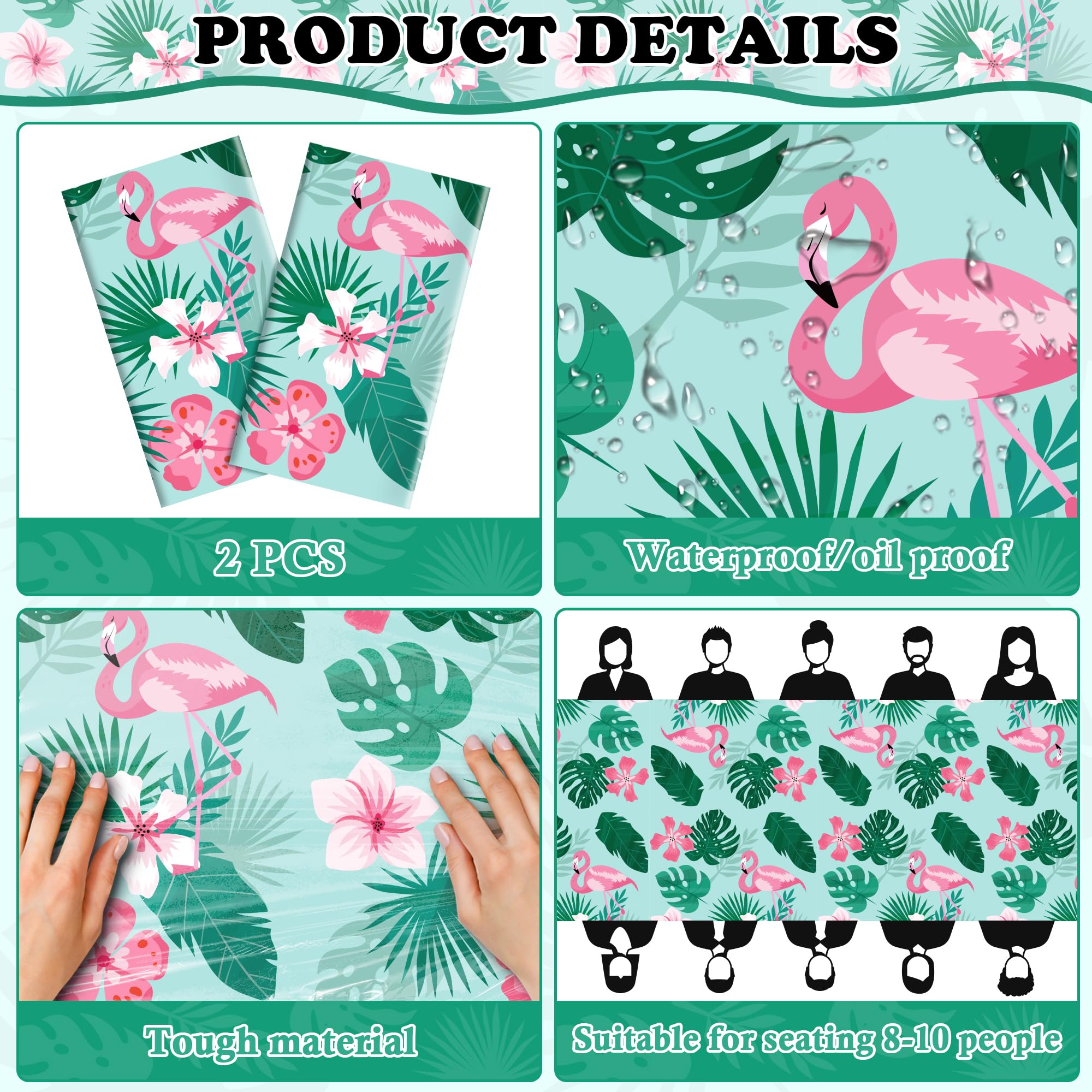 OHOME Luau Party Decorations - Plastic Tablecloth for Tropical Party Decorations | Hawaiian Themed Palm Leaves Summer Beach Favors Supplies,2 Pack