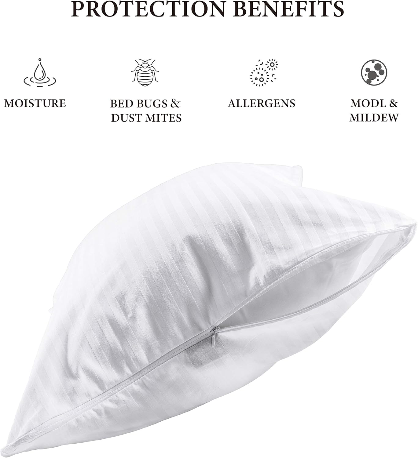 Fairpeak Soft Zippered Pillow Protectors Covers Case (King, 20x36) - 4 Pack, Anti Allergy Hypoallergenic 100% Cotton Sateen Covers, Luxury Hotel Quality: Home & Kitchen