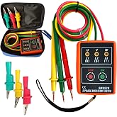 3 Phase Sequence Tester,Phase Rotation Meter Checker 20Hz-400Hz,Phase Indicator Order Detector,Phase sequencer 60V to 600V AC with LED and Buzzer SM852B