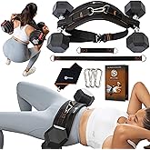 Hip Thrust Belt for Weights, Dumbbells & Kettlebells – Heavy Duty Glute Workout Equipment for Plates up to 300 lbs, with bonus straps for Dips & Squat Belt for Home & Gym