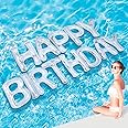 Shappy 20'' Happy Birthday Pool Large Floating Letter Balloons with Adhesive Dots Inflatable Pool Decorations for Summer Birthday Party