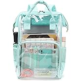 Yusudan Heavy Duty Clear Backpack for Men Women, School Bag Bookbag PVC Plastic Transparent Backpacks for Boys Girls (Mint Green)