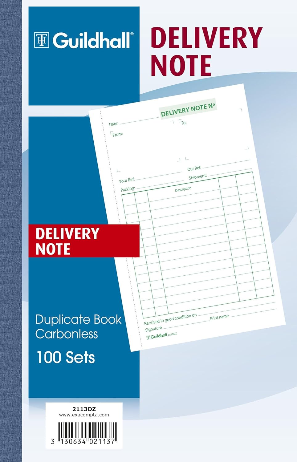 Guildhall Duplicate Delivery Note Book, 210x135mm, 100 Sets, Cloth Tape Binding