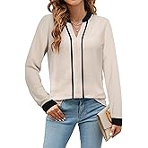 Blooming Jelly Women's Dressy Casual Blouses Business Work Tops Long Sleeve V Neck Pleated Shirts 2026 Fall Outfits