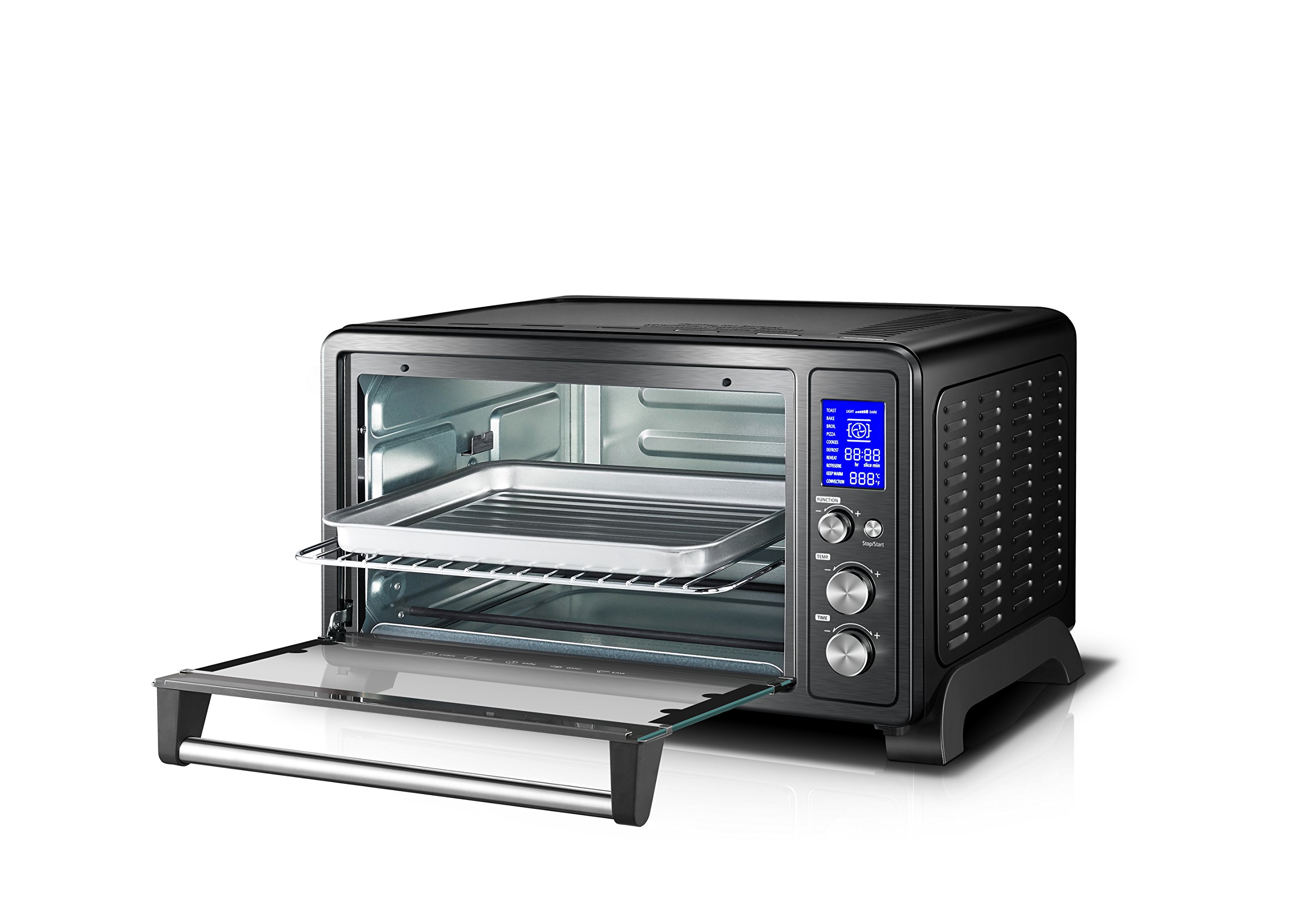 Toshiba AC25CEW-BS Digital Oven with Convection/Toast/Bake/Broil Function, 6-Slice Bread/12-Inch Pizza, Black Stainless Steel