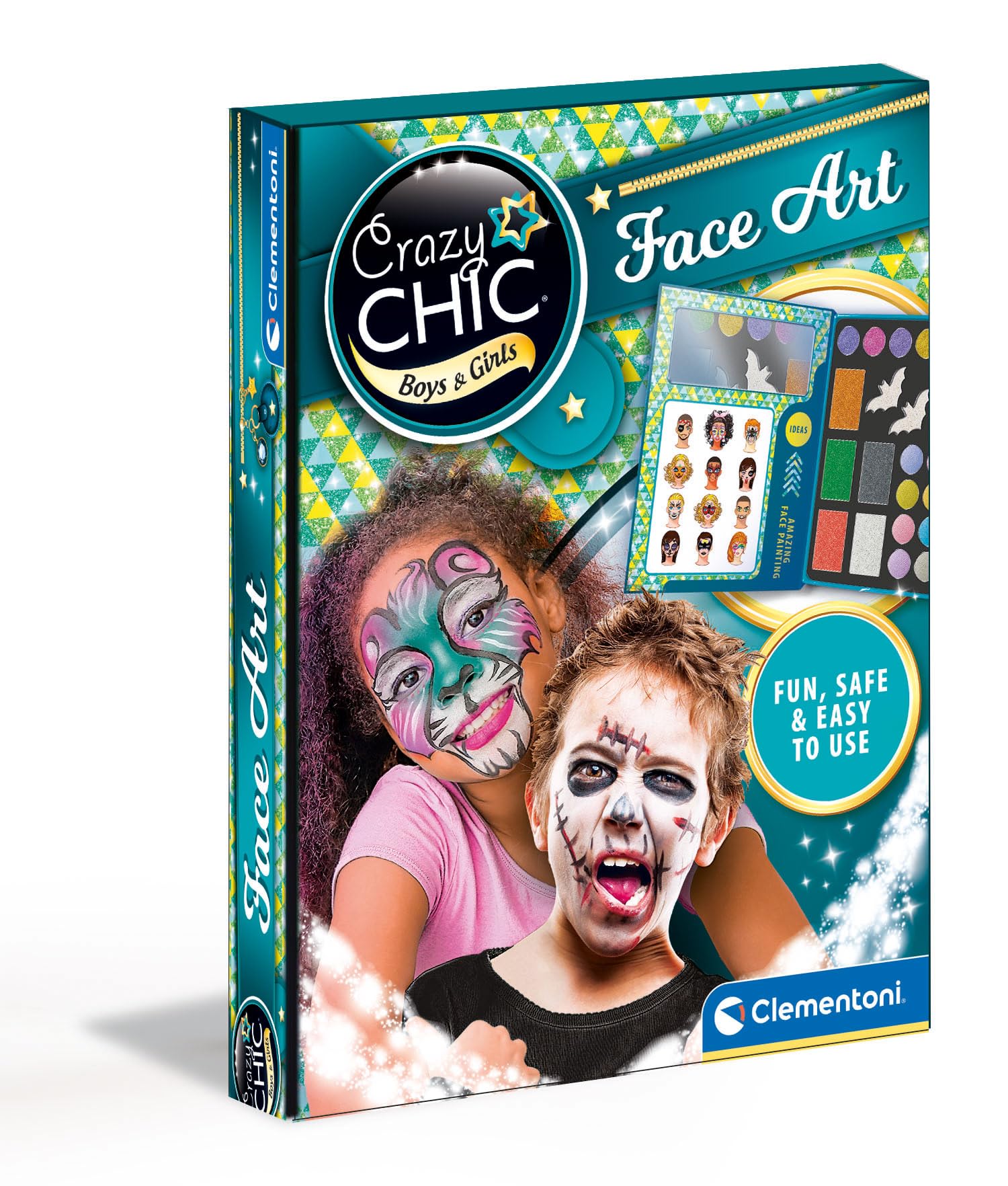 Clementoni - 18605 - Crazy Chic - Face Painting - face paint kit for kids - face and body painting, children makeup sets for girls, make up for girls age 6