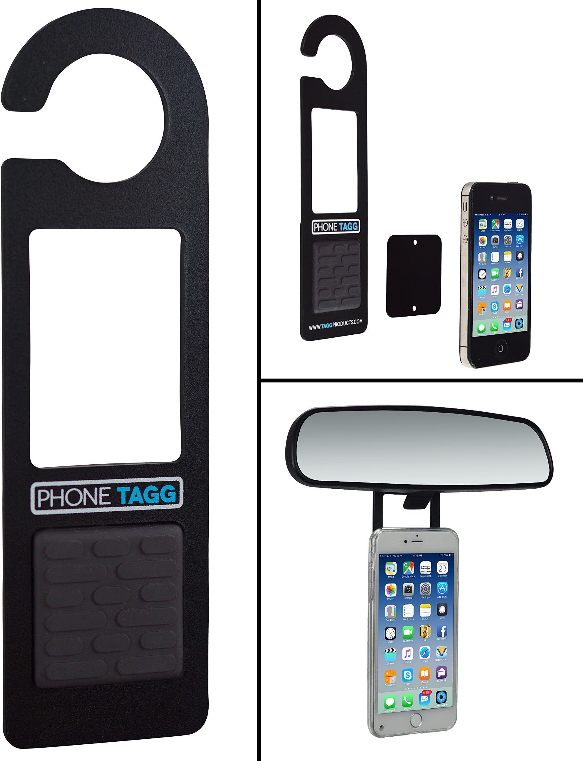PHONE TAGG Universal Magnetic Smartphone Holder for Car Rear View Mirror (All New NO Swing Design)