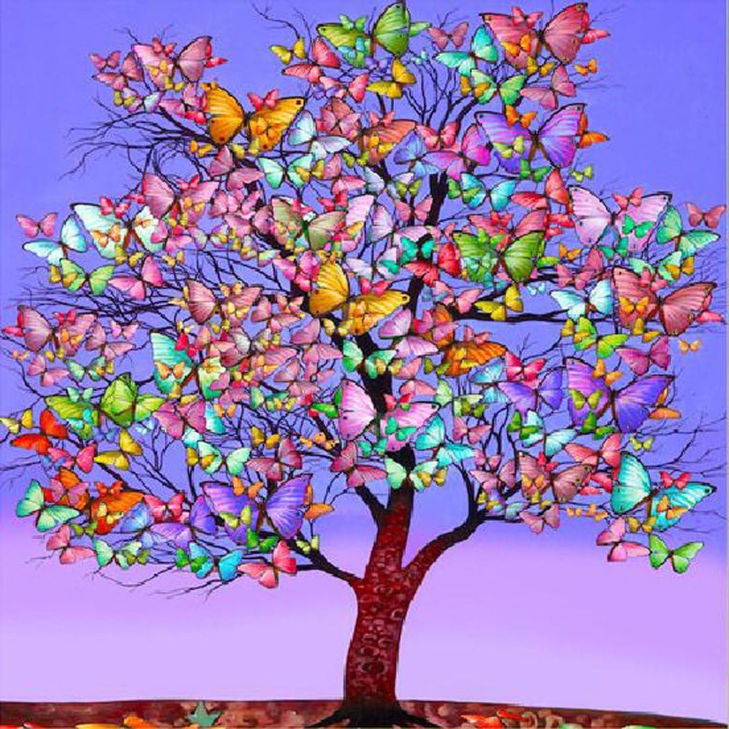 Wotion 7.87"x7.87" Butterfly Tree Full Drill All Square DIY 5D Diamond Painting Kit with Carton Package for Adults Rhinestone Embroidery Cross Stitch set Arts Craft Gift