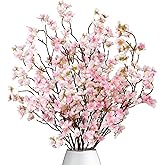 Dremisland 4Pack Artificial Cherry Blossom Flowers 39.3in Faux Cherry Blossom Branches Silk Flowers in Vase Pink Peach Faux Flowers Spring Decor Wedding Party Home Table Vase Decor